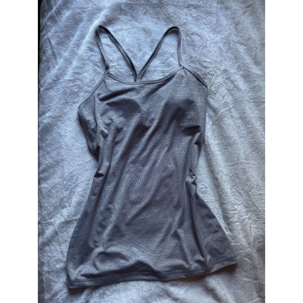 Lululemon Womens Gray Racerback Tank Top Built In Bra Yoga Athletic 4
